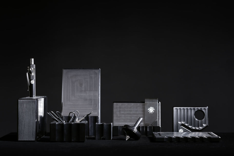 Modern black desk accessories