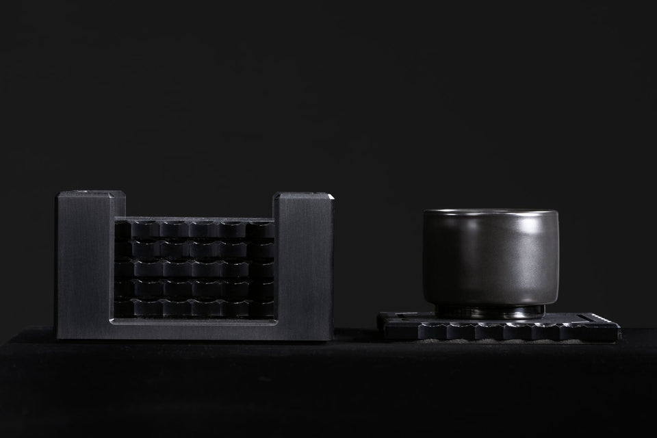 luxury black metal drink coasters